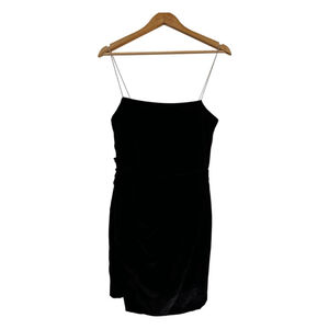 House of Harlow Velvet Mini Dress Rhinestone Strap Black Small